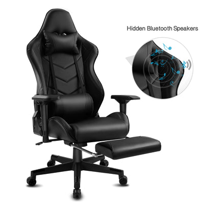 Ergonomic Office Computer Racing Gaming Chair with Bluetooth Speakers Footrest