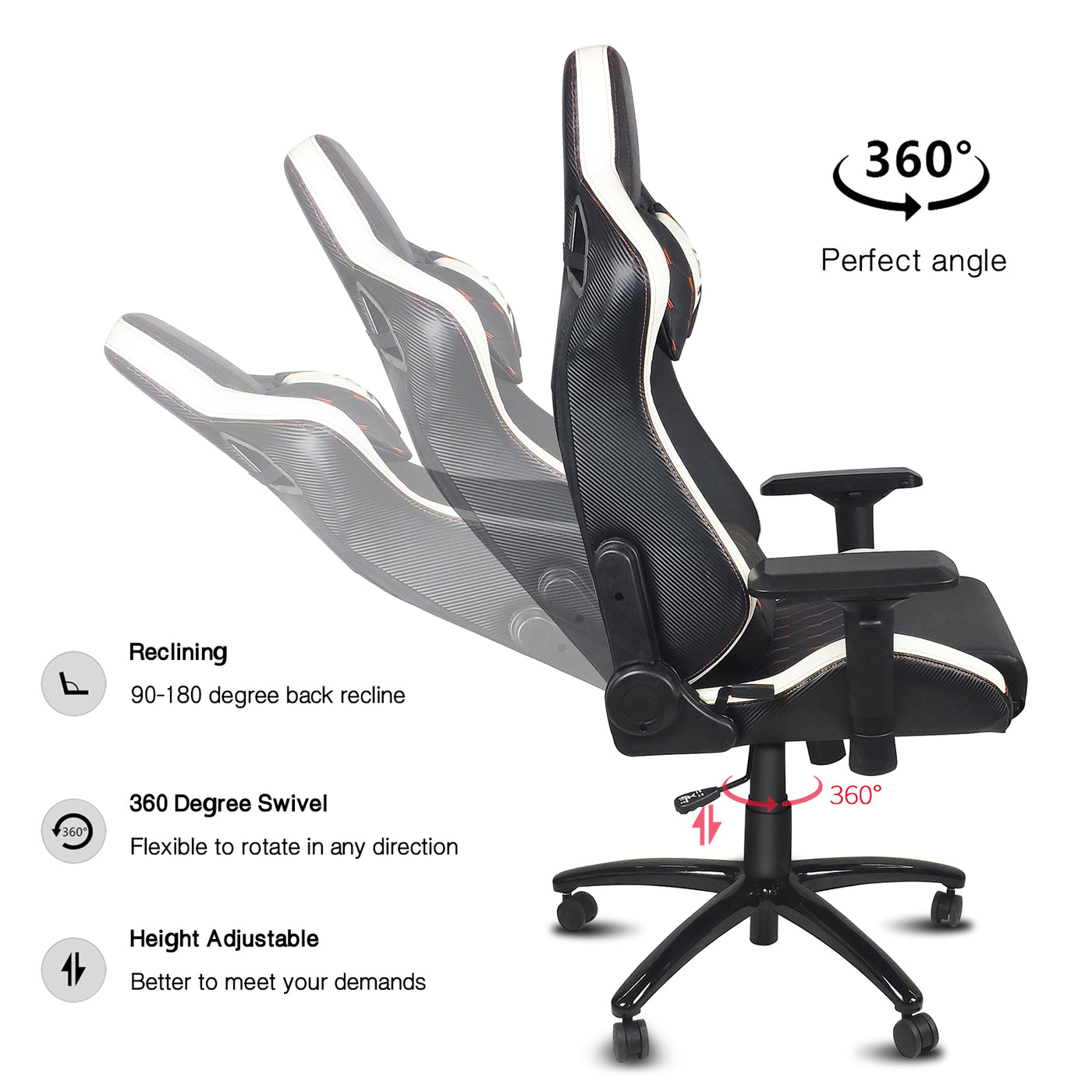 Gaming Chair Racing Ergonomic Recliner Office Computer Desk Seat Swivel Headrest