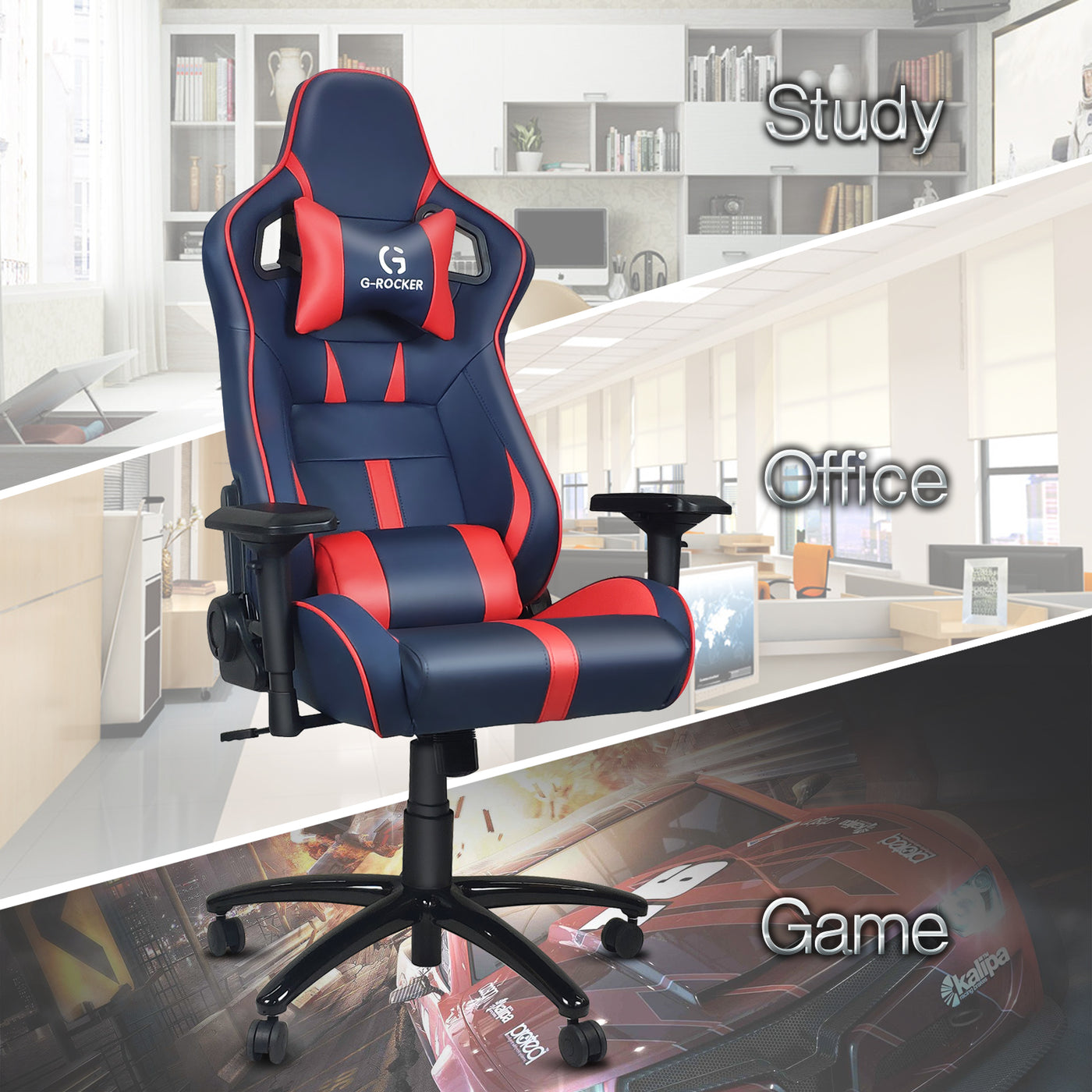 Leather Executive Office PC Desk High Back Ergonomic Swivel Racing Gaming Chair
