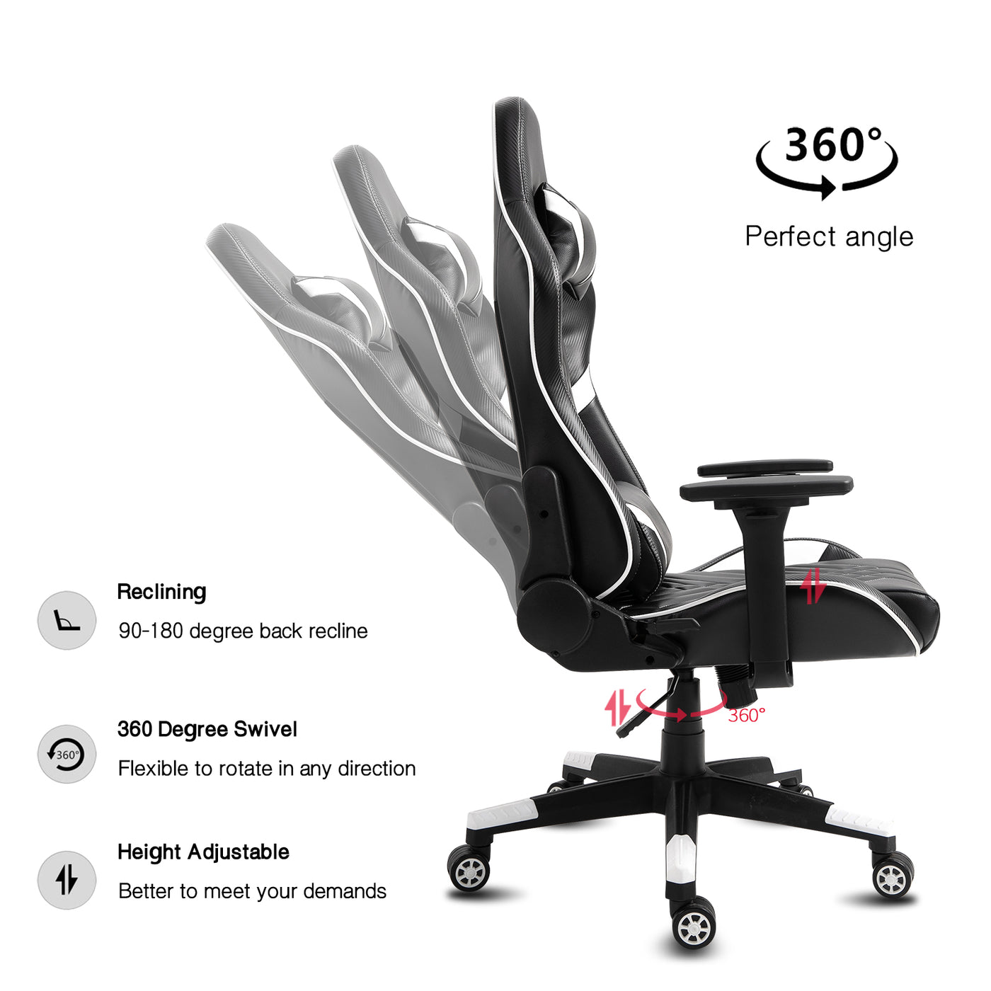 Racing Gaming Chairs Ergonomic Computer Office Seats Executive Chairs W/Armrest