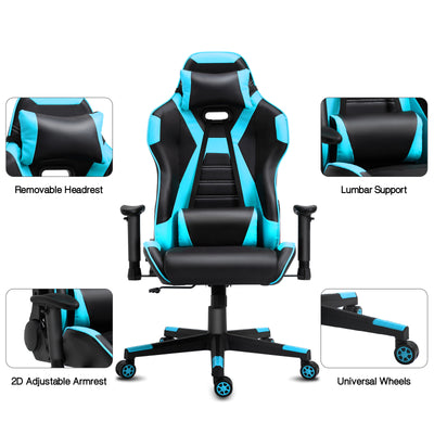 Racing Gaming Chair Swivel Recliner Ergonomic Office Computer Chair W/Headrest
