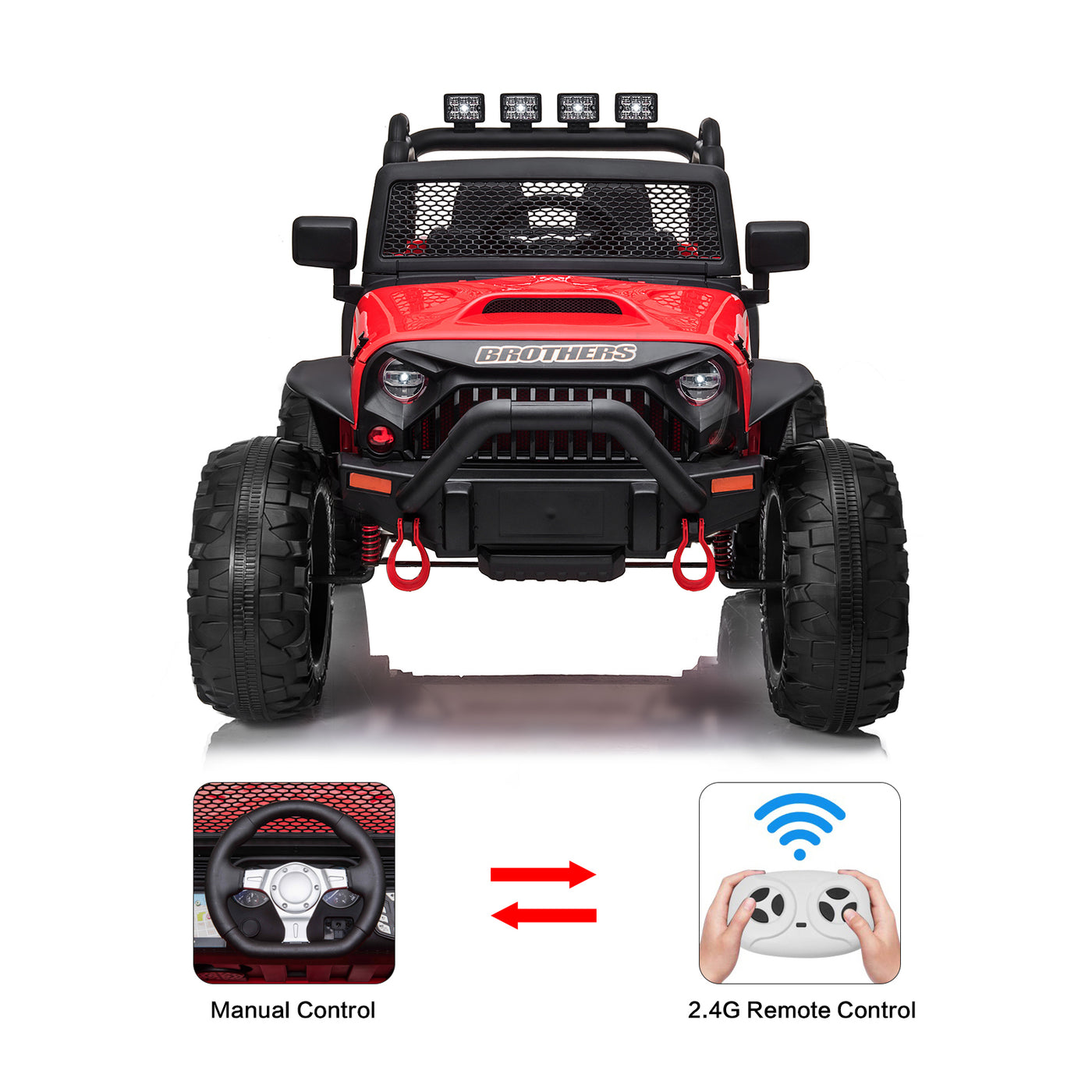 Off-Road Ride On Car with Remote Control Bluetooth Music Electric Toy Lights