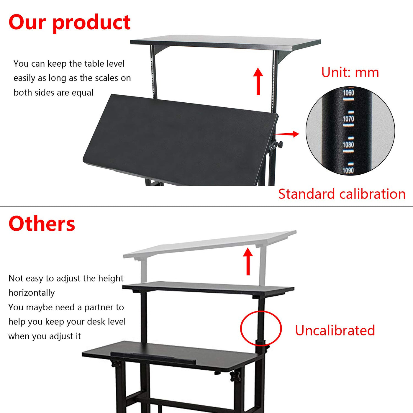 Height Adjustable Standing Desk for Home Office Computer Workstation - Black