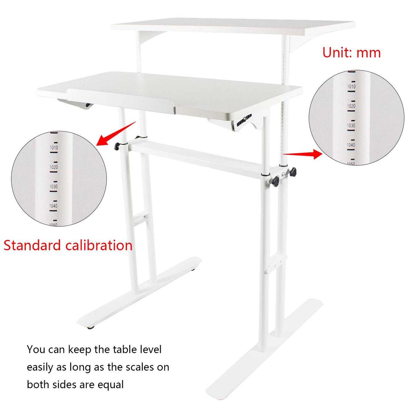 Height Adjustable Standing Desk for Home Office Computer Workstation - White
