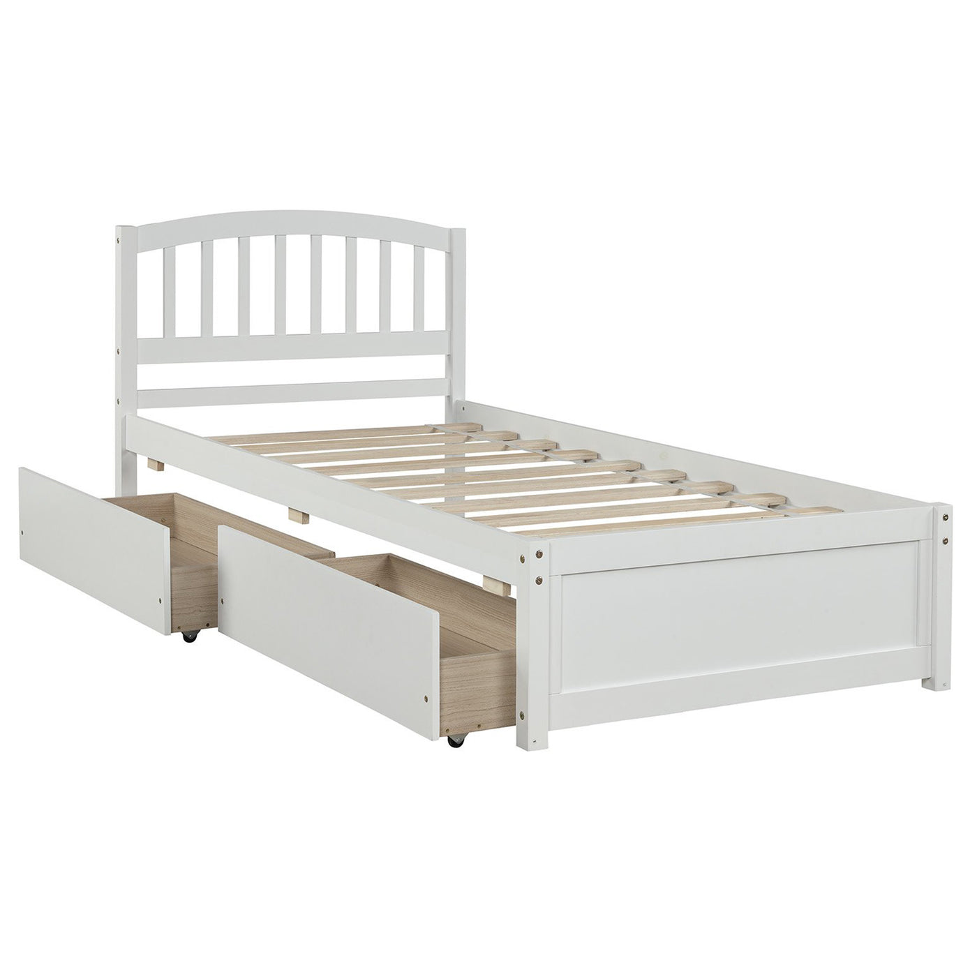 Twin Bed Frame with Headboard and Storage Drawers Platform Mattress Foundation