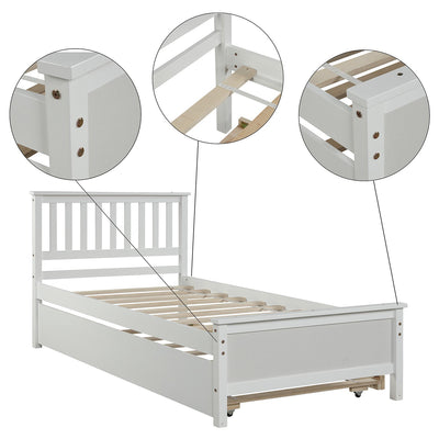 Twin Daybed Frame with Trundle Platform Mattress Foundation with Headboard