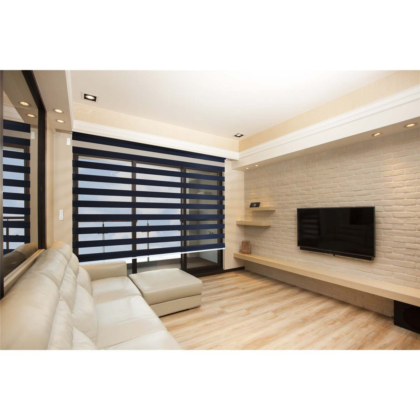 Zebra Design Roller Window Shades, Motorized-Remote, Privacy Horizontal Blinds