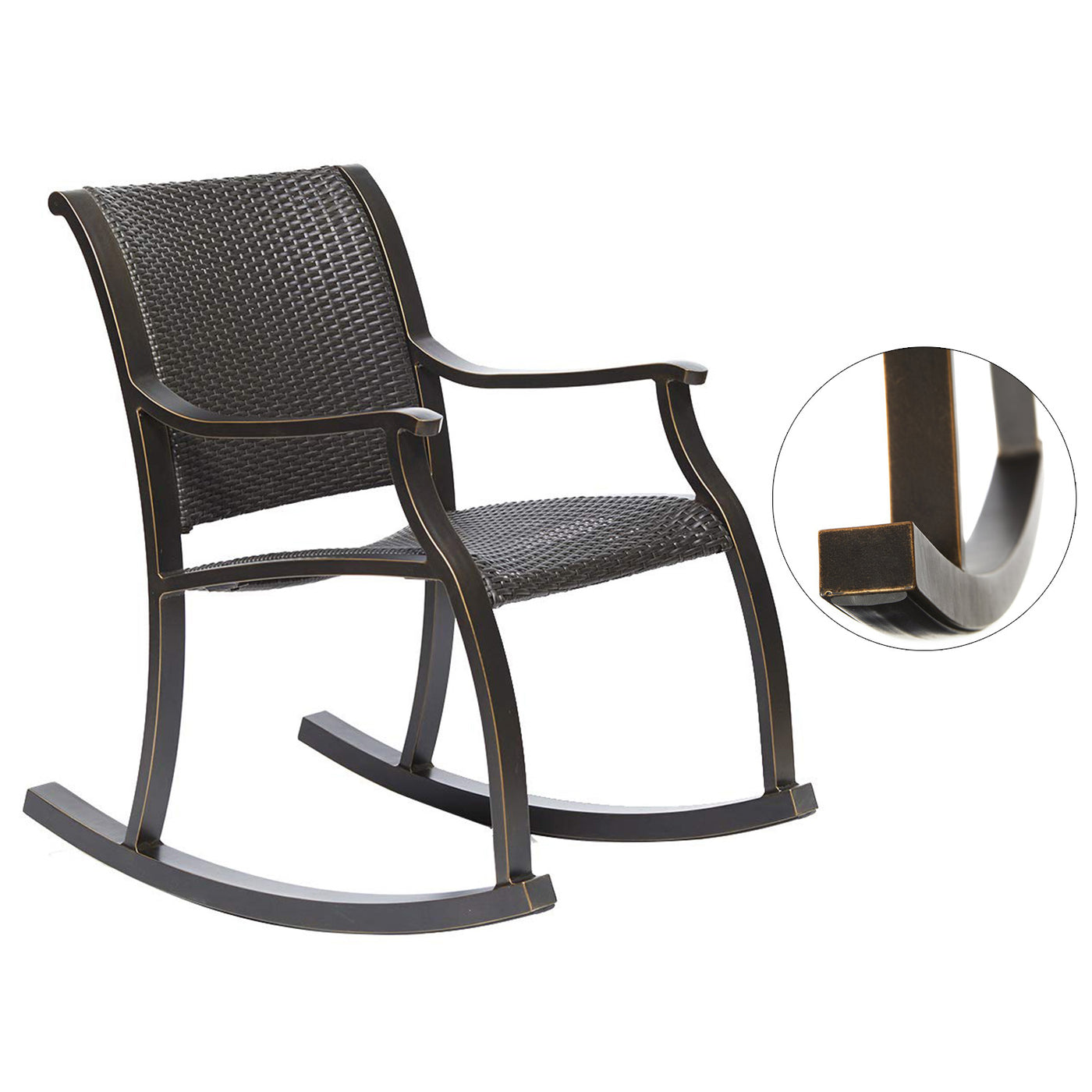Rattan Rocker Chair, Weather Resistant Rocking Armchair, Outdoor Patio Chair