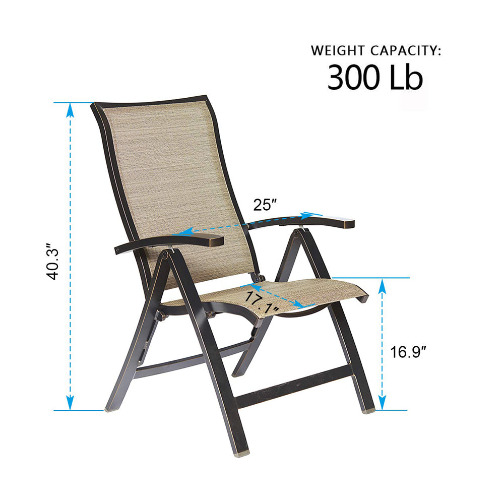 Outdoor 3 Piece Conversation Set of Folding Chairs and Patio Chat Table