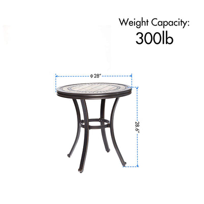 28"x28.6" Round Bistro Patio Table Contemporary Outdoor Garden Furniture
