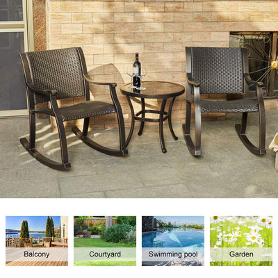 Outdoor End Table, Tempered Glass Patio Bistro Table Garden Home Use 22" x 20.6"