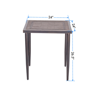 24"x24" Patio Chat Table Aluminum Indoor and Outdoor Square Table