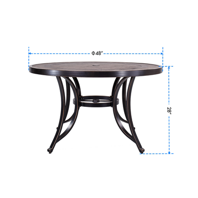 Patio Furniture 48" Round Dining Table with 2PCS Rotating Aluminum Glider Chairs