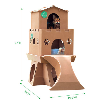 Meow House Cardboard Corrugated Paper Cat Playground - Kitty Castle