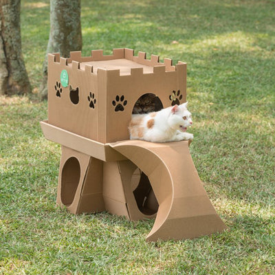 Meow House Cardboard Corrugated Paper Cat Playground - Kitty Castle